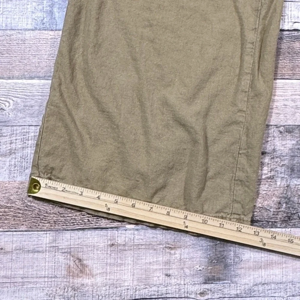 H&M Divided Women Brown Linen Blend Wide Leg Drawstring Pants Medium‎